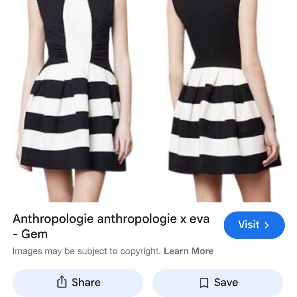 Anthropologie Striped Black and White Mini Dress